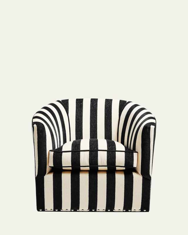 Marquee Black Stripe Chenille Swivel Chair